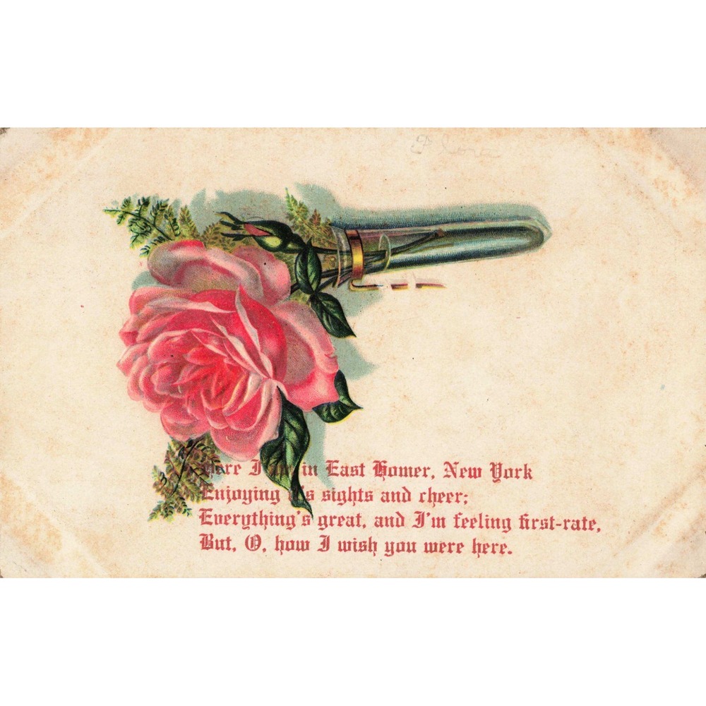 Vintage Embossed Rose Postcard East Homer New York Germany Printed Floral Poem - Picture 1 of 2